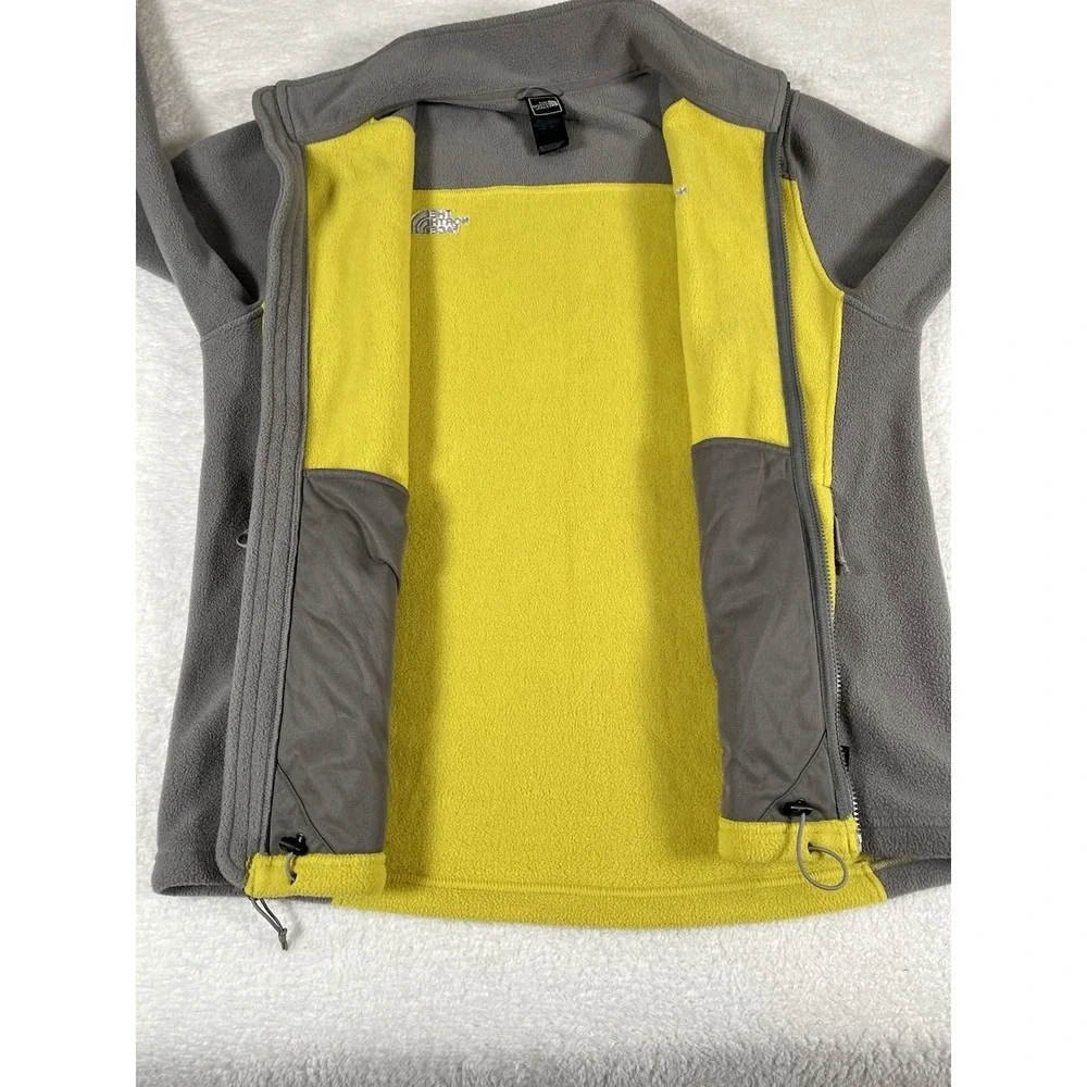 The North Face Flash Dry Gray Yellow Color Block Full Zip Fleece Jacket Men's Lg